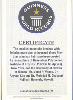 Nanotube Brush Holds Guiness World Record