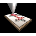 IBM's Single-Molecule Logic Switch

Schematic three-dimensional image of a molecular "logic gate" of two naphthalocyanine molecules, which are probed by the tip of the low-temperature scanning tunneling microscope. By inducing a voltage pulse through the tip to the molecule underneath the tip (shown in the back), the two hydrogen atoms in the adjacent molecule (in white at the center of the molecule in front) change position and electrically switch the entire molecule from "on" to "off". This represents a rudimentary logic-gate, an essential component of computer chips and could be the building block for computers built from molecular components.