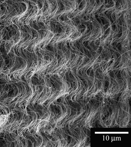 When the block is compressed, individual carbon nanotubes start to buckle, which in turn decreases the blocks electrical resistance. Researchers can measure this resistance in order to determine precisely how much pressure is being placed on the block.
Photos by Rensselaer/Victor Pushparaj