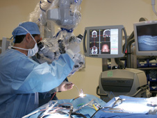 Benham Badie, M.D., director of the Department of Neurosurgery and the Brain Tumor program at City of Hope, performs a minimally invasive procedure to surgically remove a pituitary tumor. Nanotube technology may help in the development of new treatments that would require only minimally invasive procedures no matter the location of the brain tumor. Image credit: City of Hope 