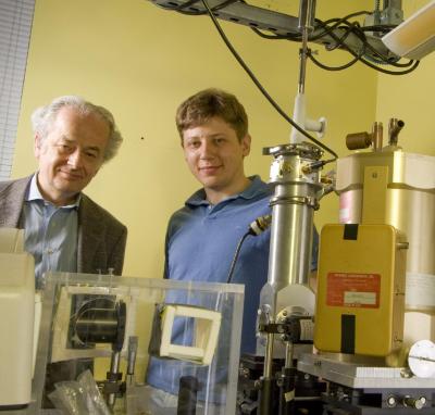 (left) Federico Capasso, Robert L. Wallace Professor of Applied Physics and Vinton Hayes Senior Research Fellow in Electrical Engineering, and (right) research associate Mikhail Belkin, both of Harvard's School of Engineering and Applied Sciences.

Credit: Eliza Grinnell, Harvard School of Engineering and Applied Sciences