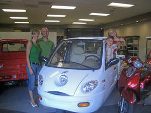 A mother of two is opening an electric car dealership in the electric vehicle friendly town Rocklin, California. The opening will be held Friday, May 30, 2008 at Electric Car Living. The new ZAP Xebra sedan and pickup were designed to be an economical, gas-free alternative for city driving up to 40 MPH.