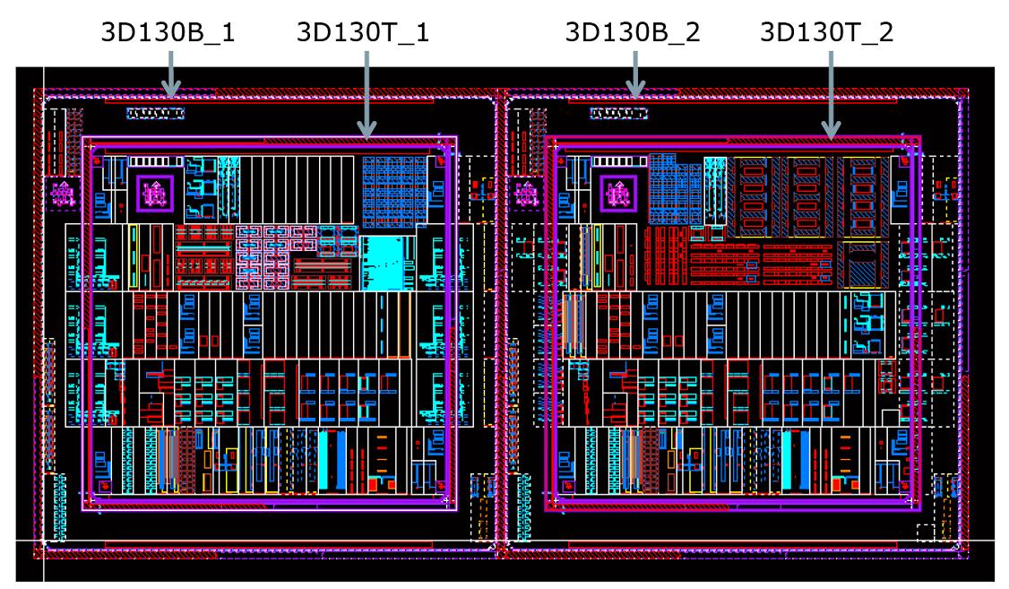 Test-chip taped for assessing design rules and models for 3D-SIC technology.