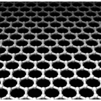 Figure 1: Graphene consists of a single layer of carbon atoms arranged in a hexagonal array. Its structure and two-dimensional nature gives rise to its unique and potentially useful electronic characteristics.

source: Wikimedia/Thomas Szkopek