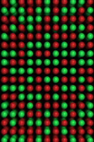 Abb./: Univ.-Prof. Dr. Immanuel Bloch, Institut fr Physik, Universitt Mainz
impression of a fermiotic Mott Insulator: the two colors indicate the different spin states of the atoms 