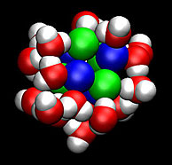 Scientists developed methods to
determine how fast clusters of 
molecules, such as this salt and 
water cluster, form and their 
corresponding stability.
