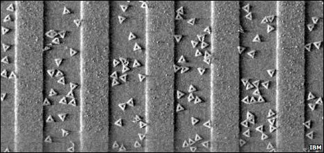 Triangular "DNA origami" were made to assemble on etched carbon and silicon 