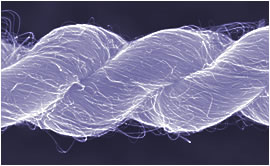 Wires made up of yarns spun from millions of carbon nanotube bundles may help make superconductivity practical. The nanofibers making up the wire are each thousands of times smaller than a human hair.