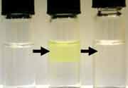 Temperature-induced separation and dispersion of cadmium sulphide nanoparticles. Image by Julian Eastoe
