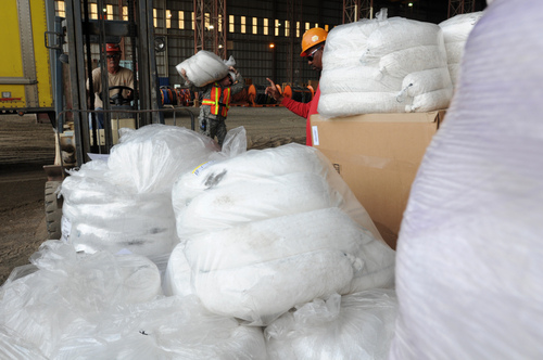 Cotton could be a better absorbent than the oil-containment booms (pictured above) that are currently being used to absorb the oil spilling into the Gulf. Photo courtesy of Deepwater Horizon Response.