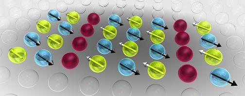 Researchers have found that atom clusters with inhomogenous stripes of lower density (shown in red) raise critical temperature needed to reach superconductor state.