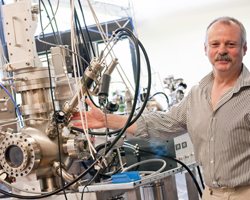 Chris Binns, Professor of Nanotechnology, in the nanoparticle facility at Leicester.