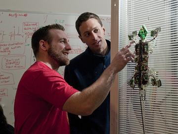 Paul Day and Alan Asbeck worked on adhesives for the feet of the gecko-like Stickybot.