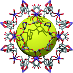 Let them eat MOFs: Take a spoonful of sugar (-cyclodextrin to be precise), a pinch of salt (most alkali metal salts will suffice), and a swig of alcohol (Everclear fits the bill), and you have a robust, renewable, nanoporous (Langmuir surface area 1320 m2 g−1) metalorganic framework for breakfast (CD-MOF-1; see picture, C gray, O red, K purple; yellow sphere: pore).