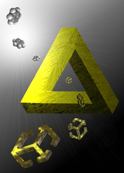 Berkeley Lab researcher have discovered Mbius symmetry in metamolecular trimers made from metals and dielectrics. (Image by Chih-Wei Chang)