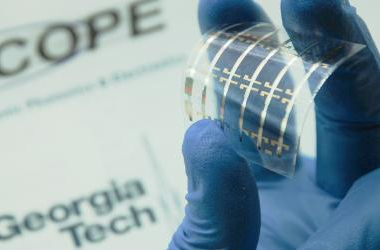 Top-Gate Organic Field-Effect Transistor with Bilayer Gate Insulator. Bernard Kippelen and his research team at the Center for Organic Photonics and Electronics have demonstrated a new transistor for use on flexible plastic electronics, known as a top-gate organic field-effect transistor with a bilayer gate insulator. The transistor's properties give it incredible stability while exhibiting good performance. Photo credit: Canek Fuentes-Herandez/Georgia Tech