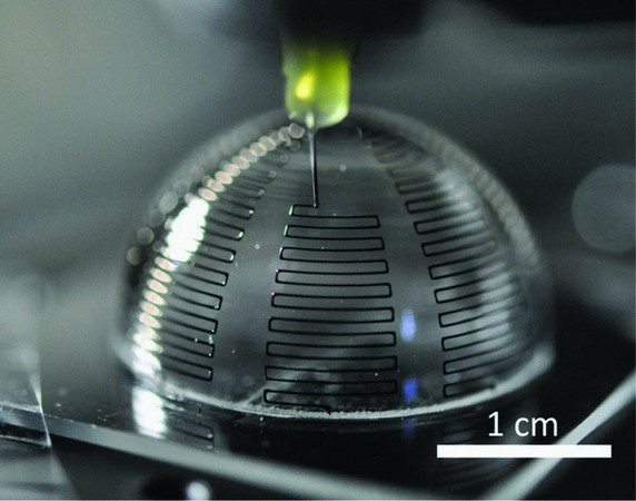 Optical image of an antenna during the printing process.