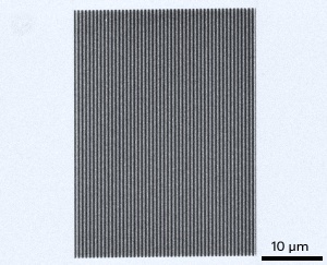 A scanning electron microscope image of an organic grating used to excite surface plasmons