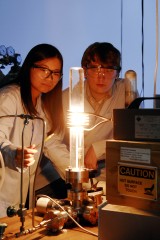 Georgia Tech Photo: Gary Meek

Georgia Tech graduate students Yike Hu and John Hankinson observe a high temperature furnace used to produce graphene on a silicon carbide wafer.