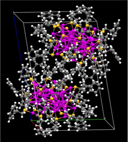 Pictured above is the crystal structure of a pair of gold nanoparticles that exist in a right-handed (bottom) and left-handed (top) configuration. These nanoparticles hold great promise as a chiral catalysta tool highly sought-after by the pharmaceutical industry.