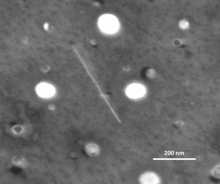 A single nanotube stretches out across a microscopic silicon pillar in the Air Force Research Laboratory experiment. (Credit: Rahul Rao/Air Force Research Laboratory) 