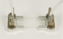 PDMS Chip Slide with two PDMS Chip Interfaces and two Linear Connectors 4-way