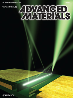 Advanced Materials
The cover image shows the X-ray microbeam footprint on the gate electrode of an organic transistor and scattered X-ray beams emanating from the molecular film.