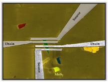 Researchers are developing a new type of semiconductor technology, pictured here, for future computers and electronics based on "two-dimensional nanocrystals." The material is layered in sheets less than a nanometer thick that could replace today's silicon transistors. Birck Nanotechnology Center, Purdue University