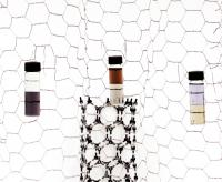 Shown are three examples of partitioning carbon nanotubes in liquid phases. Left: nanotubes partitioned by diameter. Smaller diameters, on the bottom, appear purple. Center: partitioned between semiconductors (amber, top) and metals. Right: A sample with different diameter range partitioned between metals (yellow) and semiconductors. Color differences are due to differences in electronic structure.

Credit: Michael Baum, NIST