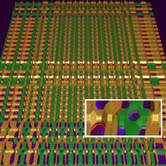 Perhaps a future PHz geometric codec! Sapphire base with hard coded algorithm doped into substrate.Active cavity of "in phase" gold on ruby and "contra phase" emerald on silver.