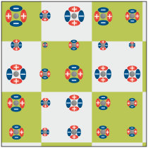 At each copper atom (grey balls) there is a quadrupole moment. All together, these form a kind of chessboard pattern, whereby the individual squares of the chessboard differ in the orientation of the positively and negatively charged areas (green: positive areas left and right; grey: positive areas top and bottom). At the boundaries between green and grey surfaces, the signs change. Copper atoms close to the boundary have a smaller quadrupole moment than copper atoms in the middle of the areas.

 Konstantin Efetov und Hendrik Meier (Institut fr Theoretische Physik III)