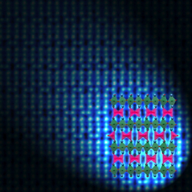 This schematic depicts a new ORNL-developed material that can easily absorb or shed oxygen atoms.