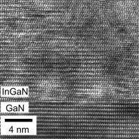 The atomic arrangement at a relaxed InGaN/GaN interface created by layer-by-layer atomic crystal growth is shown. The technique may point to new developments in solar cell efficiency.

Credit: Arizona State University