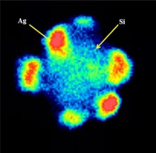 An engineered Silicon-Silver  nanoparticle of ~10 nanometers in size.