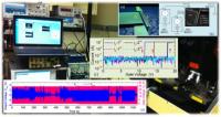 This image shows the Case Western Reserve measurement apparatus for studying the SiC NEMS logic building blocks. Insets: (a) An illustration of the basic device structure. (b) A circuit diagram for device testing. (c) Representative measured data of abrupt and non-leakage switching characteristics. (d) Recorded long cycles of robust switching in ambient air.

Credit: Image credit: Philip Feng / Case Western Reserve Univeristy