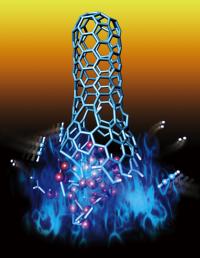 This is a carbon nanotube growth.

Credit: ITbM, Nagoya University