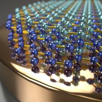 This is concept art of a schematic view of an AB-stacked graphene film synthesized by UC Santa Barbara researchers using a stoichiometry engineered bifunctional alloy catalyst.

Credit: Peter Allen, UCSB