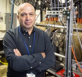 Photo by Elle Starkman/PPPL Office of Communications
Physicist Yevgeny Raitses, the principal investigator for research into the role of plasma in synthesizing nanoparticles, in PPPL's nanotechnology laboratory. 