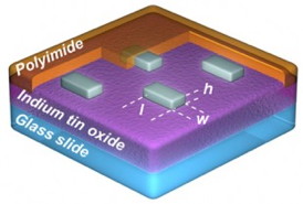 Rice researchers tune the color output of each array both by varying the length of the nanorods and by adjusting the length of the spaces between nanorods.
CREDIT: J. Olson/Rice University