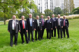 The newly elected board of VDMA Electronics, Micro  and Nano Technologies (fromt left to right):
Volker Pape, Dr. Stefan Rinck, Prof. Dr. Wolfgang Schmutz, Dr. Reinhard Degen, Rainer Kurtz, Dr. Thomas Weisener, Thilo Brodtmann (VDMA Executive Office), Hans-Ulrich Kurt, Dr. Joachim Heck. 