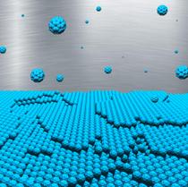 Artist's impression of the multilayer growth of buckyballs. Credit: Nicola Kleppmann/TU Berlin 