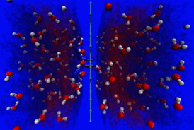 This is a figure showing the proton transfer channel across a quad-defect in graphene, as obtained from a ReaxFF molecular dynamics simulation.
CREDIT: Murali Raju, Penn State