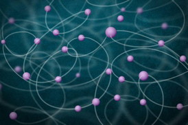 This image illustrates the entanglement of a large number of atoms. The atoms, shown in purple, are shown mutually entangled with one another.

Image: Christine Daniloff/MIT and Jose-Luis Olivares/MIT