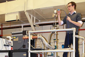 Los Alamos National Laboratory scientist Brad Ramshaw conducts an experiment at the Pulsed Field Facility of the National High Magnetic Field Lab, exposing high-temperature superconductors to very high magnetic fields, changing the temperature at which the materials become perfectly conducting and revealing unique properties of these substances.
CREDIT: Los Alamos National Laboratory