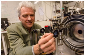 Professor Eugene Polzik is in the quantum optics laboratory, where the research group has carried out experiments that improve the measurements of ultra-small magnetic fields. In order to get an accurate measurement of the ultra-small magnetic fields, they have devised a way to almost get around the limits of quantum physics.Credit: Ola Jakup Joensen, NBI