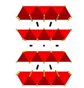 This is the tetragonal crystal structure of NaFe2As2, courtesy of Alexander Goncharov. Sodium (Na) is represented by the black balls, iron (Fe) by the red balls, and arsenic (As) by the yellow balls. Courtesy of Alexander Goncharov.
CREDIT: Alexander Goncharov