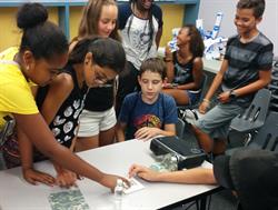 Kids exploring nano-coatings with hands-on demonstrations at one of Omni Nano's STEM workshops at the Boys & Girls Clubs.