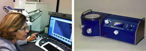 L: Evactron decontaminator on Sigma SEM; R: CombiClean standalone cleaner