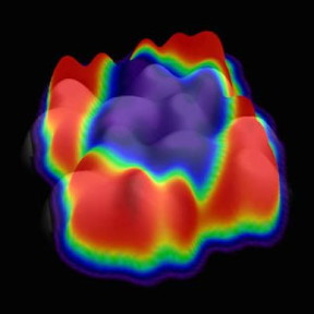 This composite image shows the difference in electronic states at the edge of the material compared to molecules in the centre.
CREDIT: University of British Columbia