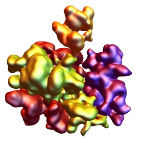 Figure illustrates puddles of localized quasi-condensates found using a quantum Monte Carlo simulation of trapped atoms in a disordered lattice. Individual puddles, consisting of 10-20 particles each, are incoherent relative to each other. The Bose glass is composed of these puddle-like structures.
CREDIT: Ushnish Ray, University of Illinois